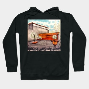 hub living room architectural sketch in mexican landscape loft Hoodie